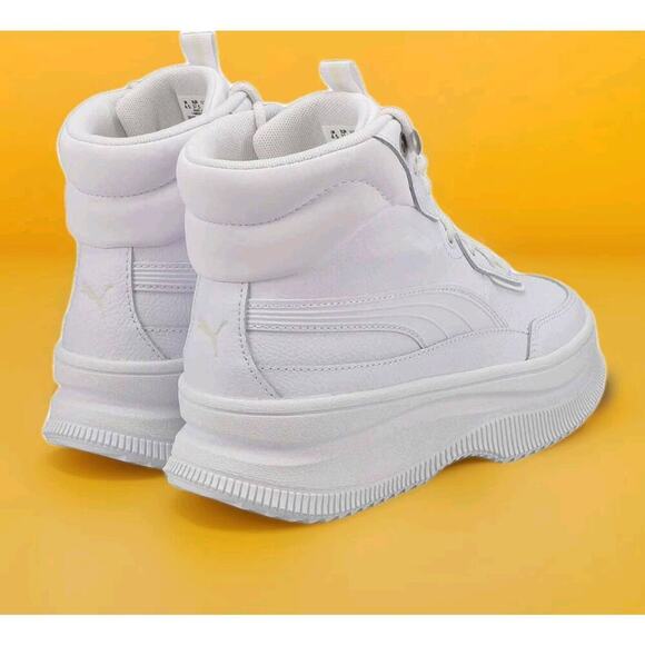 PUMA Women's Mayra Sneaker Boot High 10.5 Puma White-puma White-puma Silver New - Picture 7 of 9